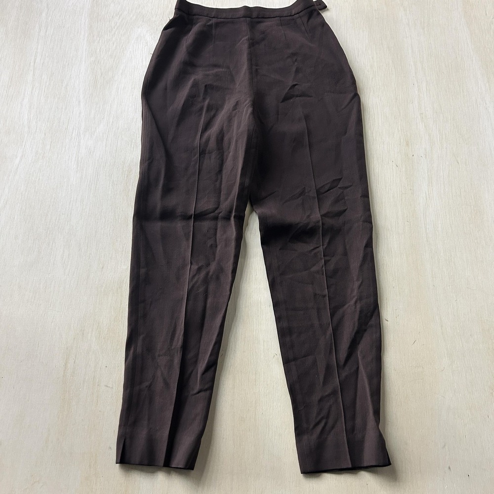 Vintage Regina Rubens Dress Pants Womens 38 Brown Crepe Side Zip Made In France